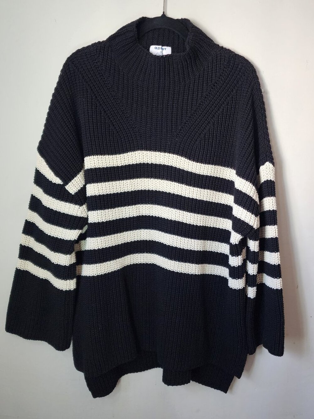 Old Navy Striped Mock-Neck Chunky Knit Tunic Sweater XXL Nautical Preppy